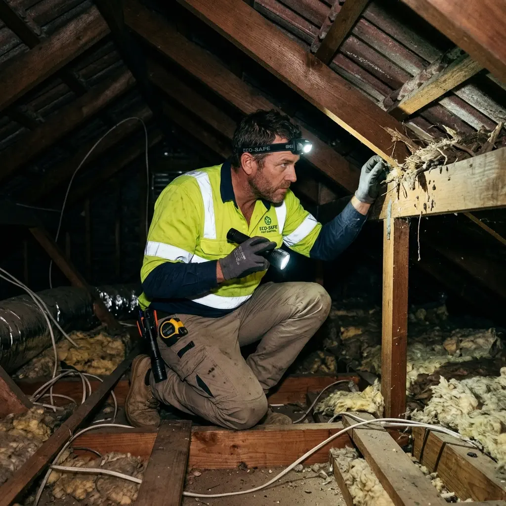 Technician inspecting a New Gisborne subfloor void for a deceased cat
